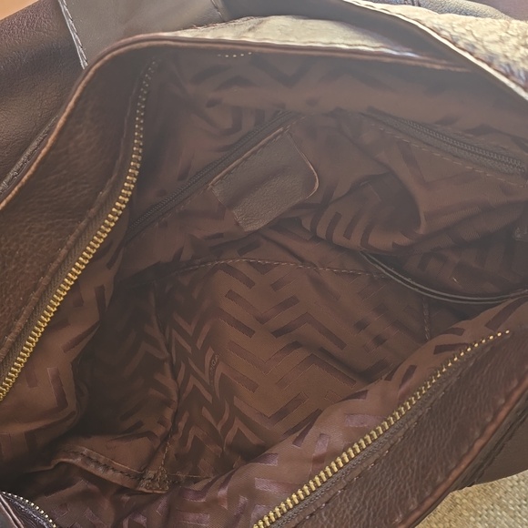 Via Spiga Brown Cow Leather Slouchy Hobo Bag - Picture 6 of 11